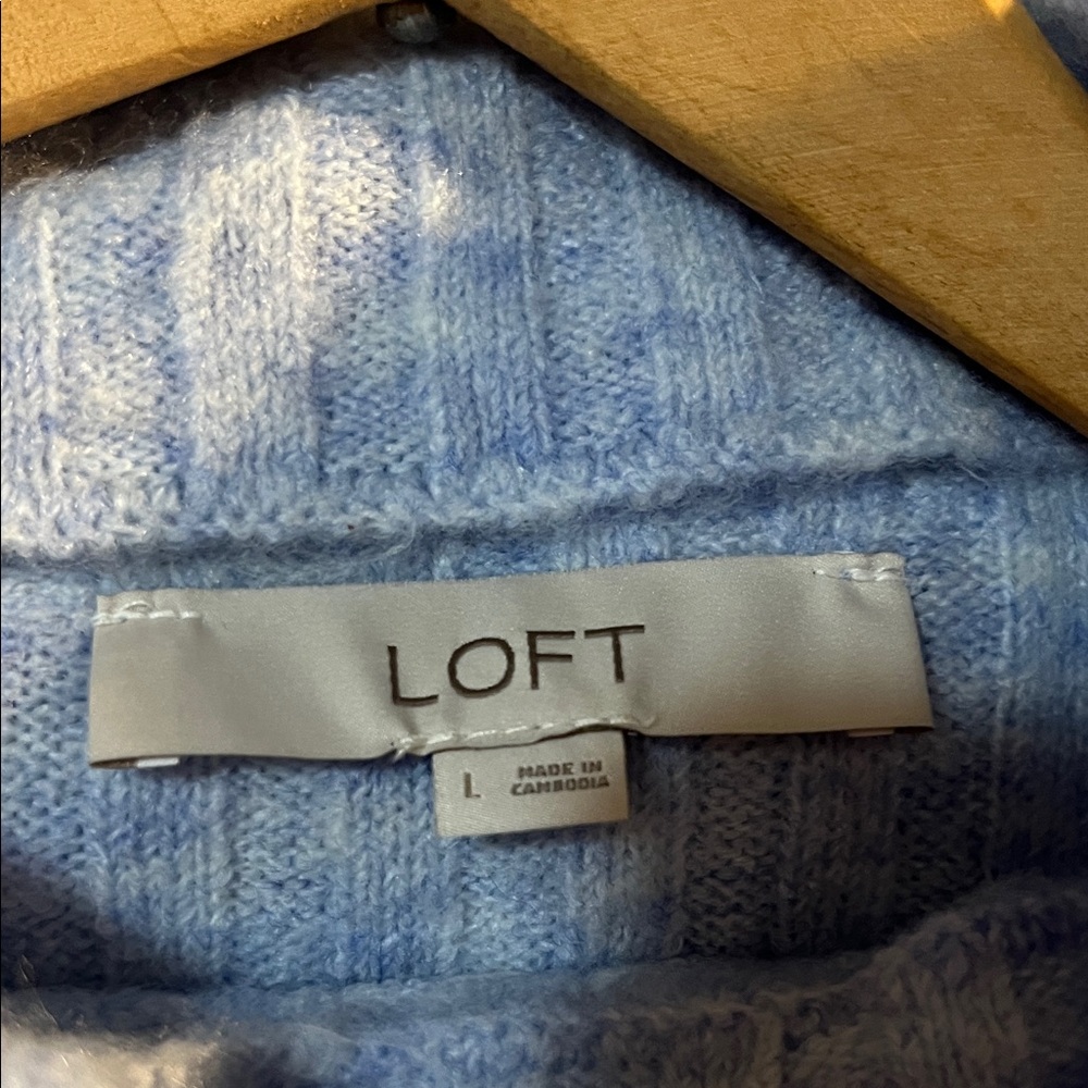 LOFT Light Blue Ribbed Sweater - Picture 5 of 5